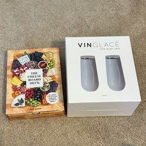 NWT The Cheese Board Deck & Vin Glacé 6 oz Insulated Stemless Champagne Flutes